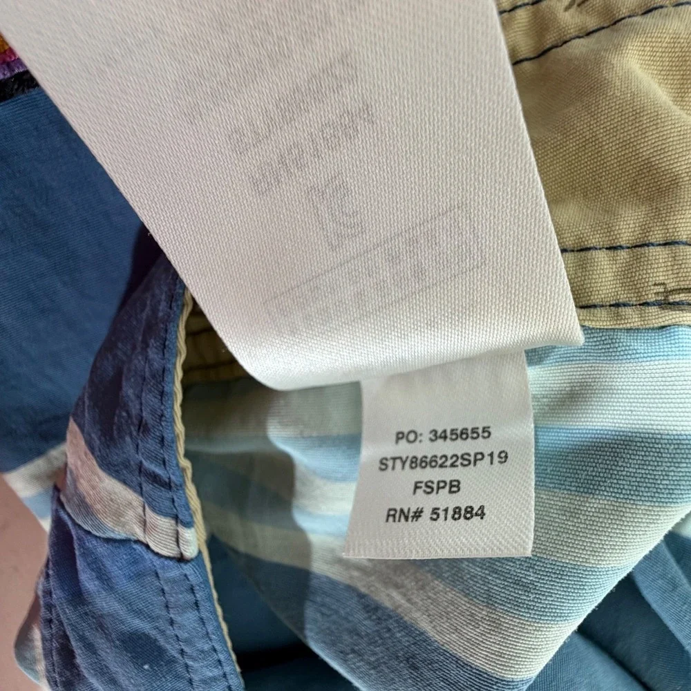 Patagonia Board Shorts 35 Blue Striped Wavefarer Mens Swim Trunks‎ READ